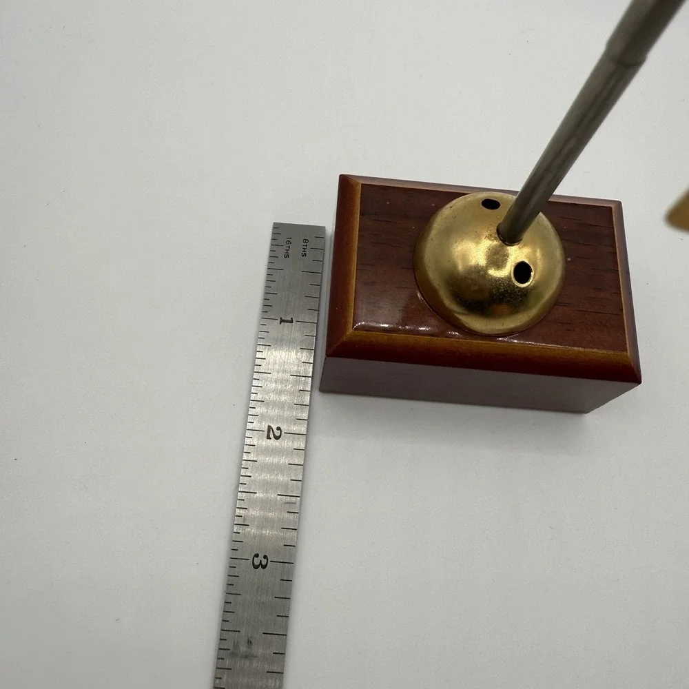 Vintage TOLEDO Spanish Damascene Brass Cocktail Mini Sword Picks Wood Stand ONLY